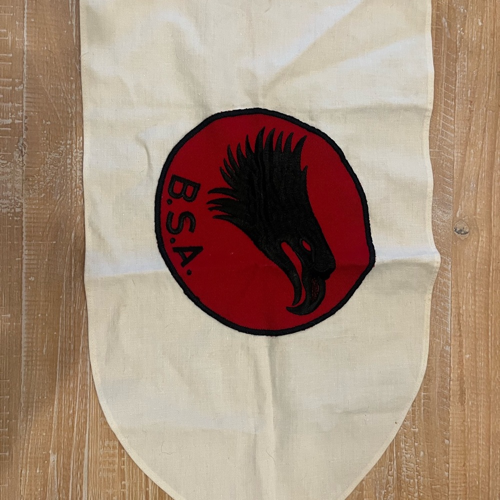 Vintage BSA Banner with Red and Black Emblem